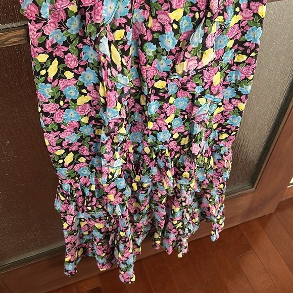 Amur EVITA Multicolor Floral Silk Chiffon Ruffle Maxi Dress Size 12 - Picture 13 of 14